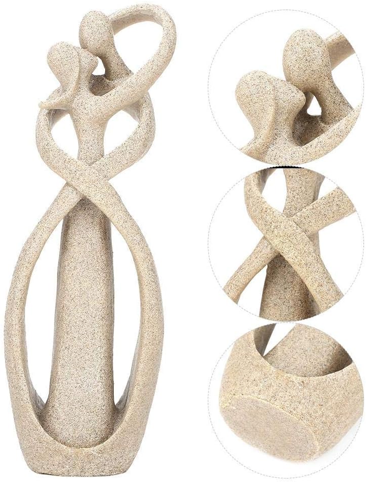 Eujgoov Handmade Sandstone Lover Figurine, Abstract Art Kiss Couple Statue, Valentine's Gift Home Wedding Decor