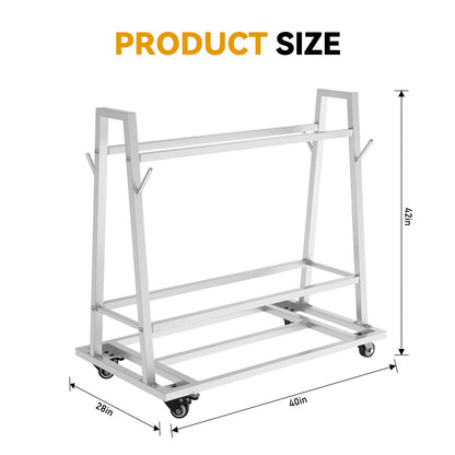 Wash Rack and Mat Transporter, Floor Mat Cart with Casters Commercial Floor Mat Rack with Four Short Rods 42“ L x 28” W x 40“ H