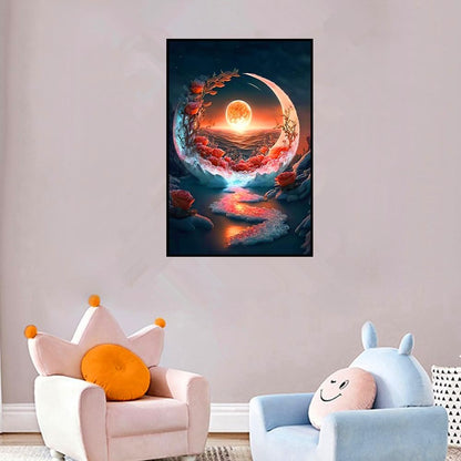 Pimio 5D DIY Diamond Art Painting Kits,Round Full Drill Seaside Sunset Diamond Art Kits for Adults Beginner, Perfect for Home Wall Decor and Gift(12x16inch)