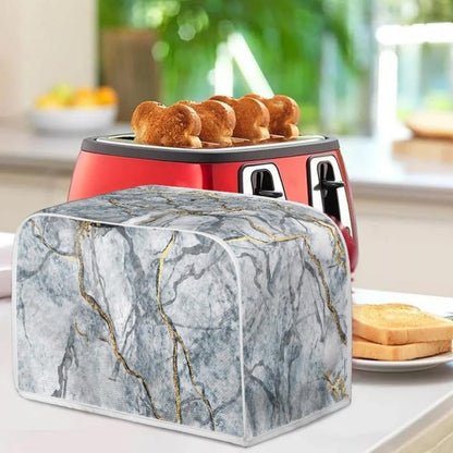 Golden Grey Marble Slice Toaster Cover, Washable Polyester Toaster Cover, Modern Arts Quilted Bread Maker Cover