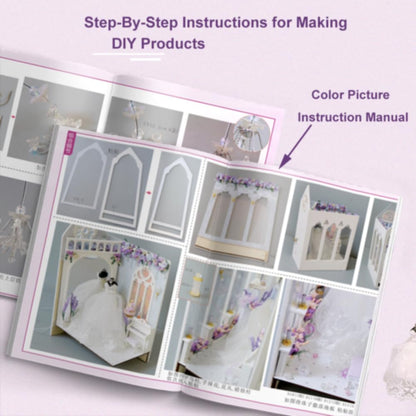 TOPBSFARNY DIY Doll House with Musical Movement, Wedding Theme Book Nook Kit, Illusion Mirror Design Miniature Dollhouse Kit, Booknook Bookshelf Desktop Decor Model Build for Adult Wedding Gift