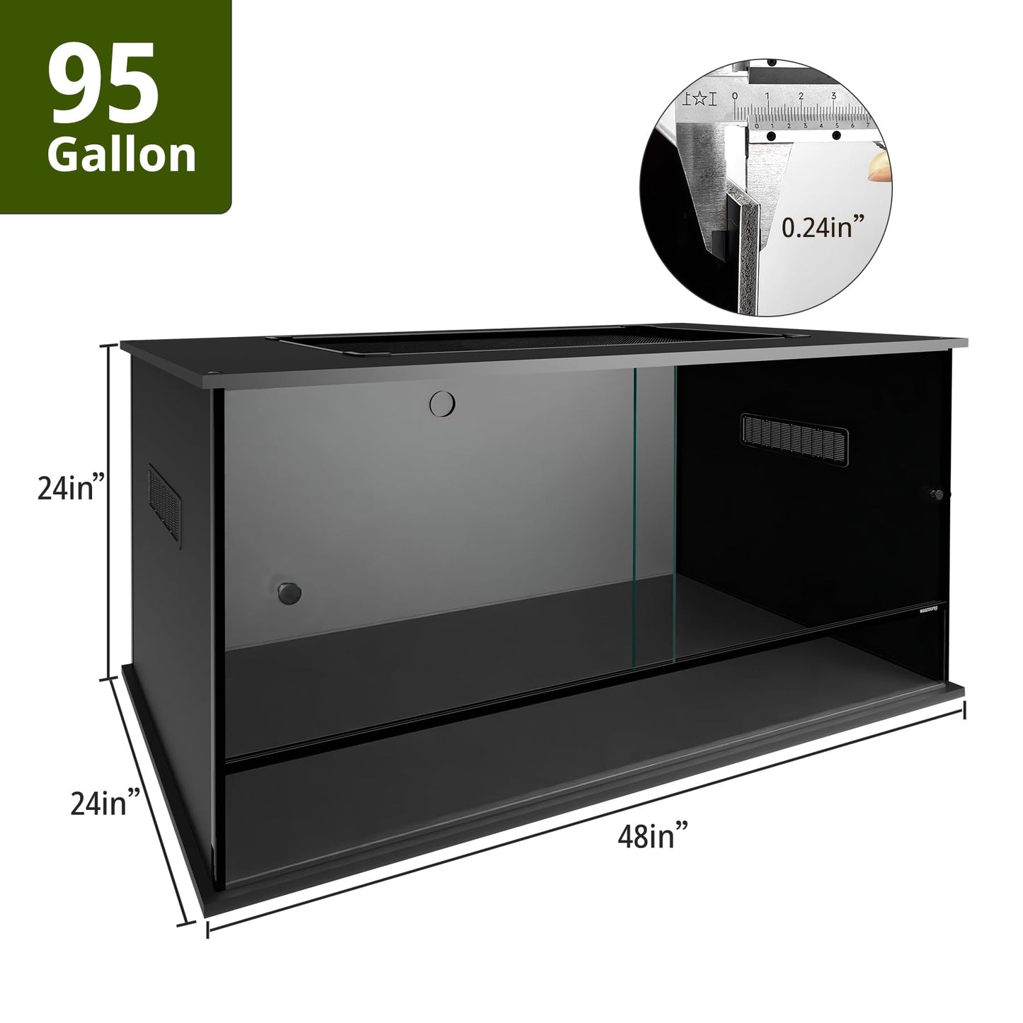 waazoorep 4x2x2 PVC Reptile Enclosure,120Gallon Reptile Tank Large Terrarium for Bearded Dragon,Snake,Ball Python,Gecko,Turtle with Front Glass Sliding Door and Top Screen Ventilation