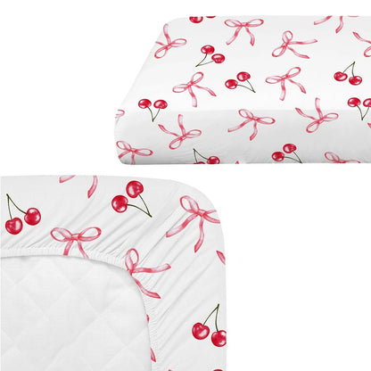 4 Pack Pink Bow Crib Sheet Set for Baby Girl, Soft Breathable Fitted Crib Sheet 28 x 52 in, Nursery Decor for Standard Crib and Toddler Bed Mattresses