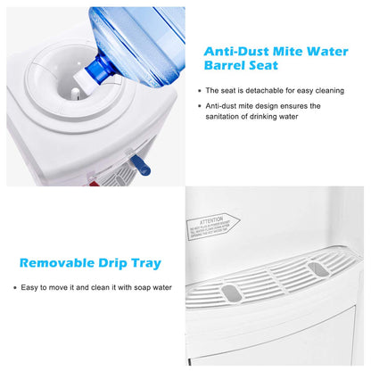 Adjustable Temperature Water Dispenser - Cold & Hot Water, Home & Office Use - White