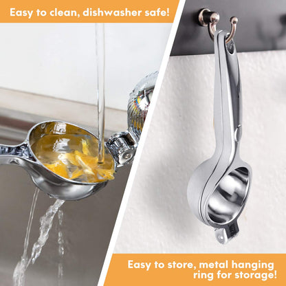 MONKKINO Lemon Squeezer, Fast Effortless Juice Extraction with Large Metal Citrus Juicer, Maximum Yield Heavy Duty Hand Lime Squeezer, Manual Lemon Juicer Press, Easy to Use w/Stainless Steel Zester