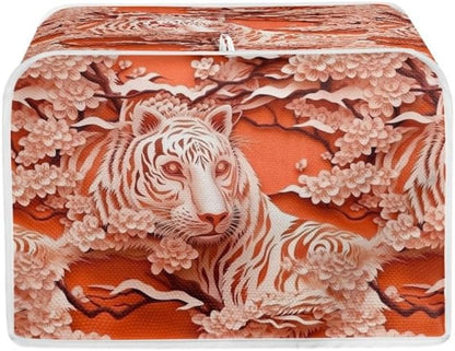 2 Slice Toaster Cover, Tiger Bread Machine Cover, Orange Paper Carved Animal Anti-scratch Polyester Bakeware