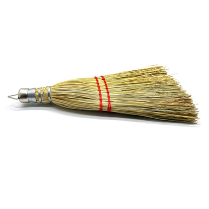 Handmade 12 Inch Mini Corn Broom Whisk Made of Natural Corn Broom Straw with a Solid Metal Hang Design for Indoor & Outdoor Use Car Porch Debris Halloween Dust Dirt Driveways Sidewalks