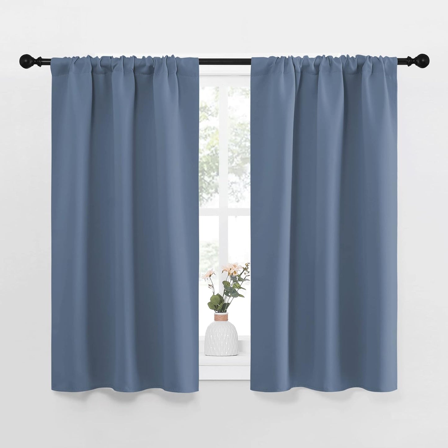 34" 45" 2 NICETOWN Kitchen Curtains, Short Blackout Curtains & Drapes, Thermal Insulated Blackout Curtain Panels