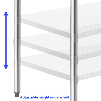 GRIDMANN NSF Stainless Steel Work & Prep Table 36 x 24 Inches with Caster Wheels and Under Shelf for Restaurant, Home, Hotel