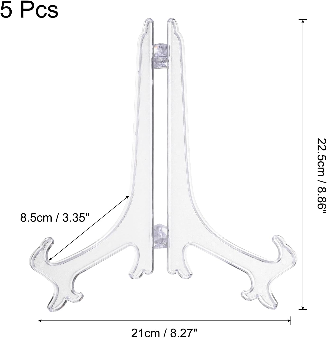 uxcell 9" Acrylic Plate Stands for Display Easels, Transparent 5Pcs Acrylic Plate Holder for Card Photo Frame