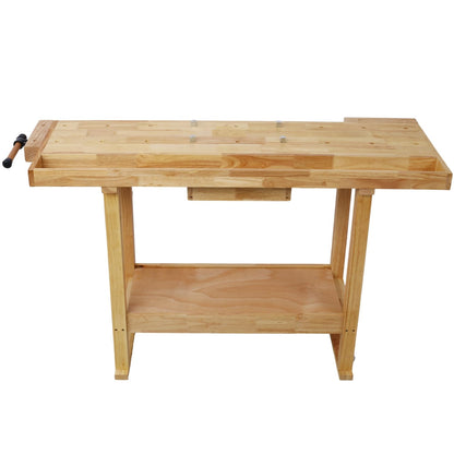 55-Inch Wood Workbench - Wooden Workbench for Garage Workshop and Home, with Clamps Set