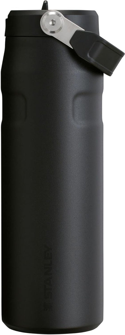 Stanley IceFlow 24 OZ Water Bottle - Insulated Stainless Steel with Built-In Straw | Lightweight & Leak-Resistant | Black