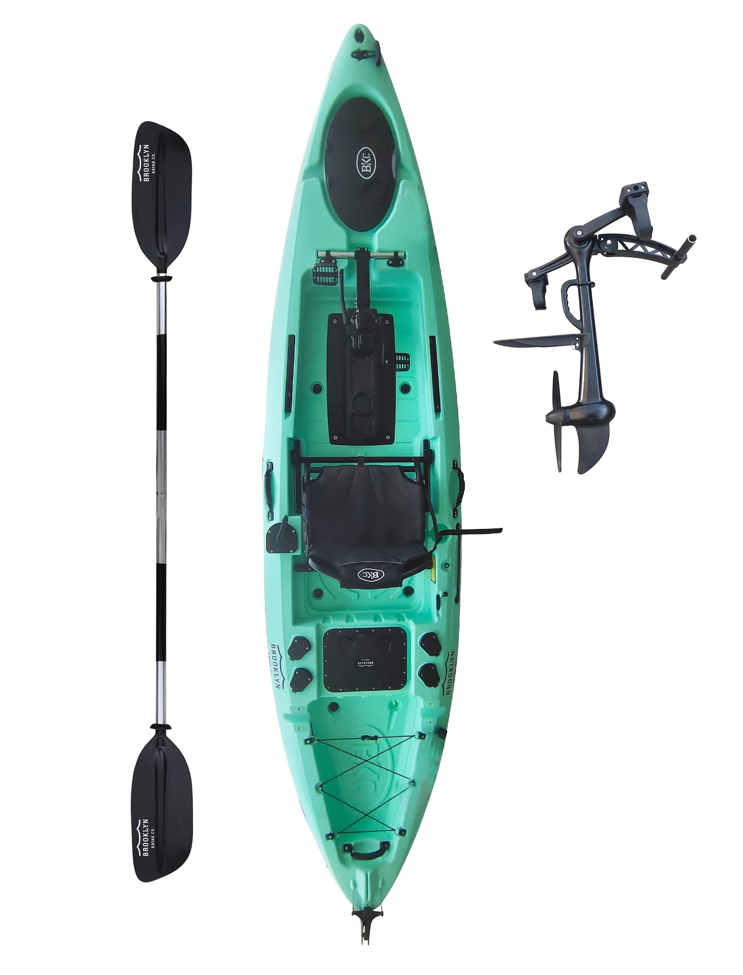 Brooklyn 12.0 Pro Single Propeller Pedal Kayak by BKC, 12 ft Sit-On-Top Fishing Kayak, Hands-Free Pedal Drive, Rudder Steering, 70 lb Hull, Rod Holders & Large Storage (Teal)