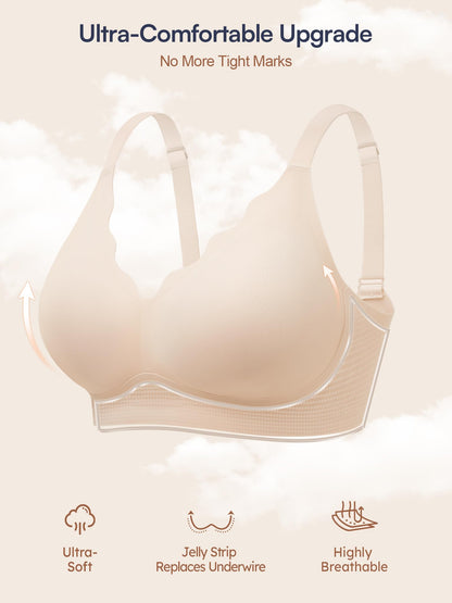 Wireless Jelly Bras for Women No Underwire with Support - S-2XL Seamless Bralettes Everyday Comfort Tshirt Padded Bra