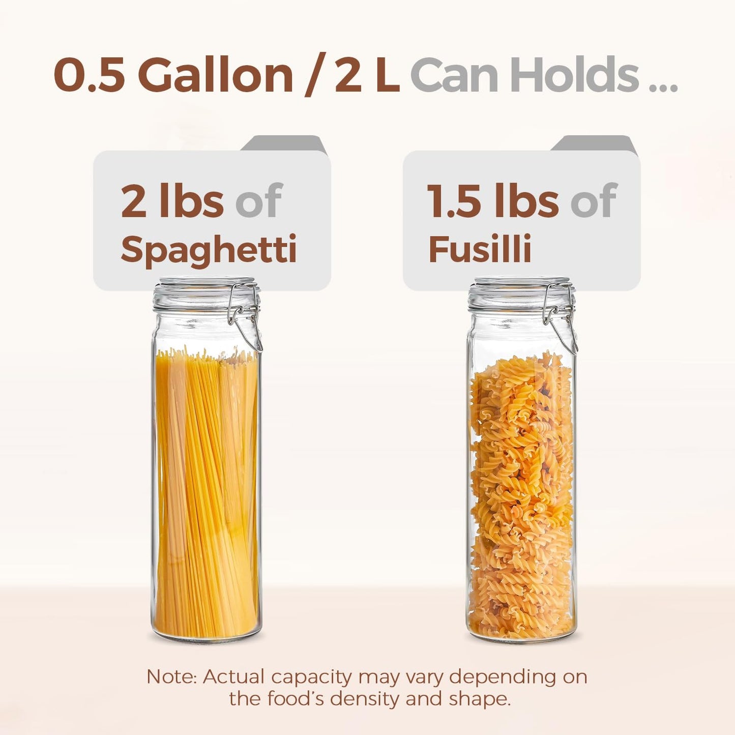 ComSaf 3-Pack 68oz 13-Inch Tall Glass Pasta Containers for Spaghetti & Long Pasta, Slender Airtight Canisters for Vertical Pantry Organization, Food Storage Jars for Linguine & Breadsticks