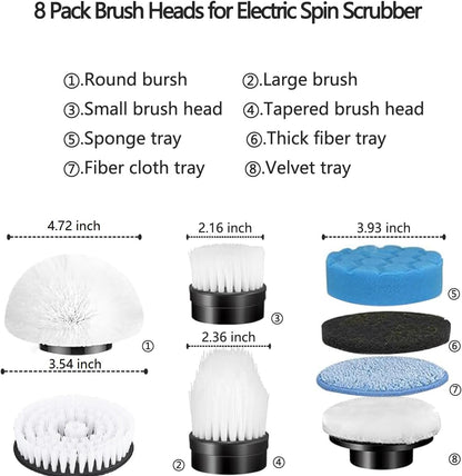 Electric Spin Scrubber Replacement Heads, 8 in 1 Cleaning Brush for ANS-8051A/8050 Power Shower Scrubber
