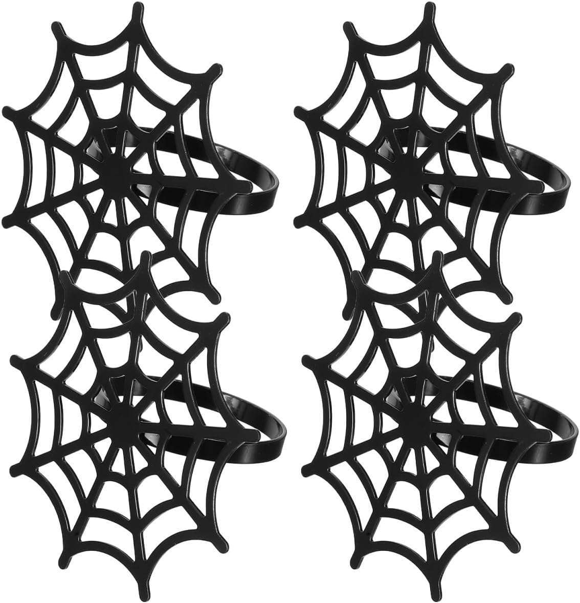 FRCOLOR 4pcs Metal Spider Web Napkin Holder, Halloween Napkin Rings for Festival Parties Weddings