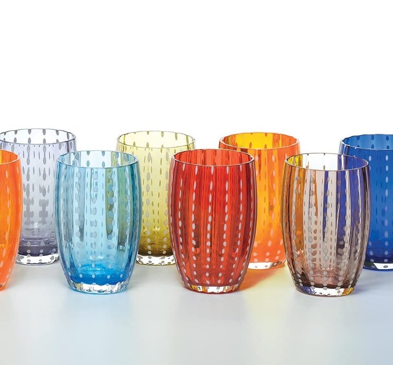 Zafferano Perle Glass Tumbler Transparent 11oz (Set of 2)