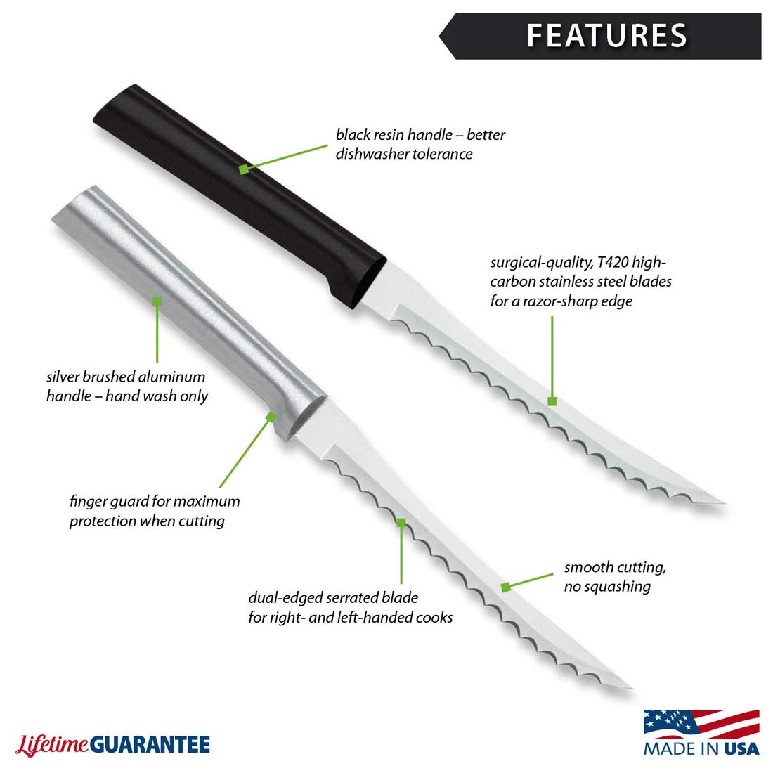 Rada Cutlery Tomato Slicer Knife (R126), 5" Stainless Steel Serrated Blade, Silver Handle