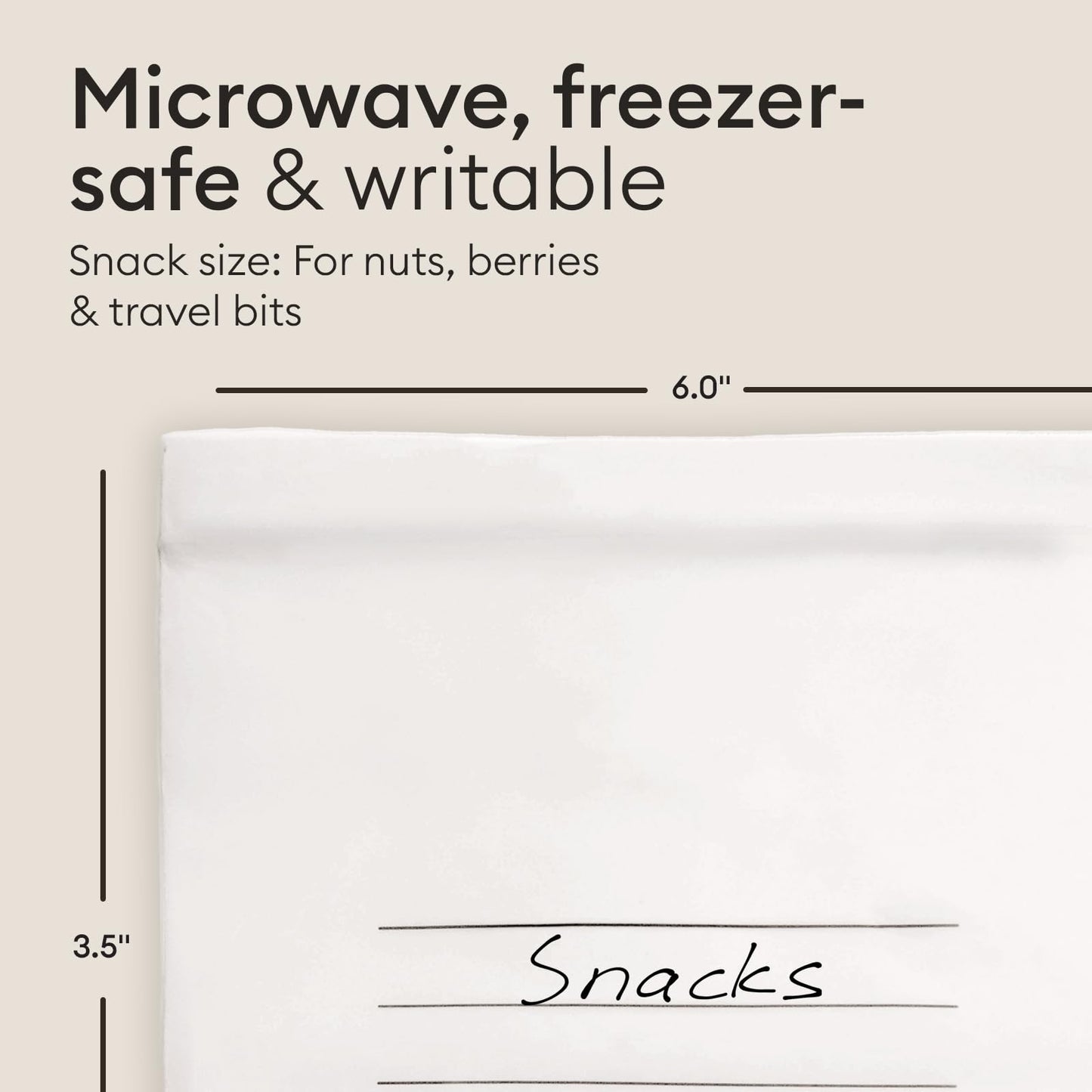 Vove Compostable Snack Bags 50 Ct – PFAS-Free, BPI Certified, Freezer Safe with Airtight Seal for Snacks & School Lunches, Plant-Based