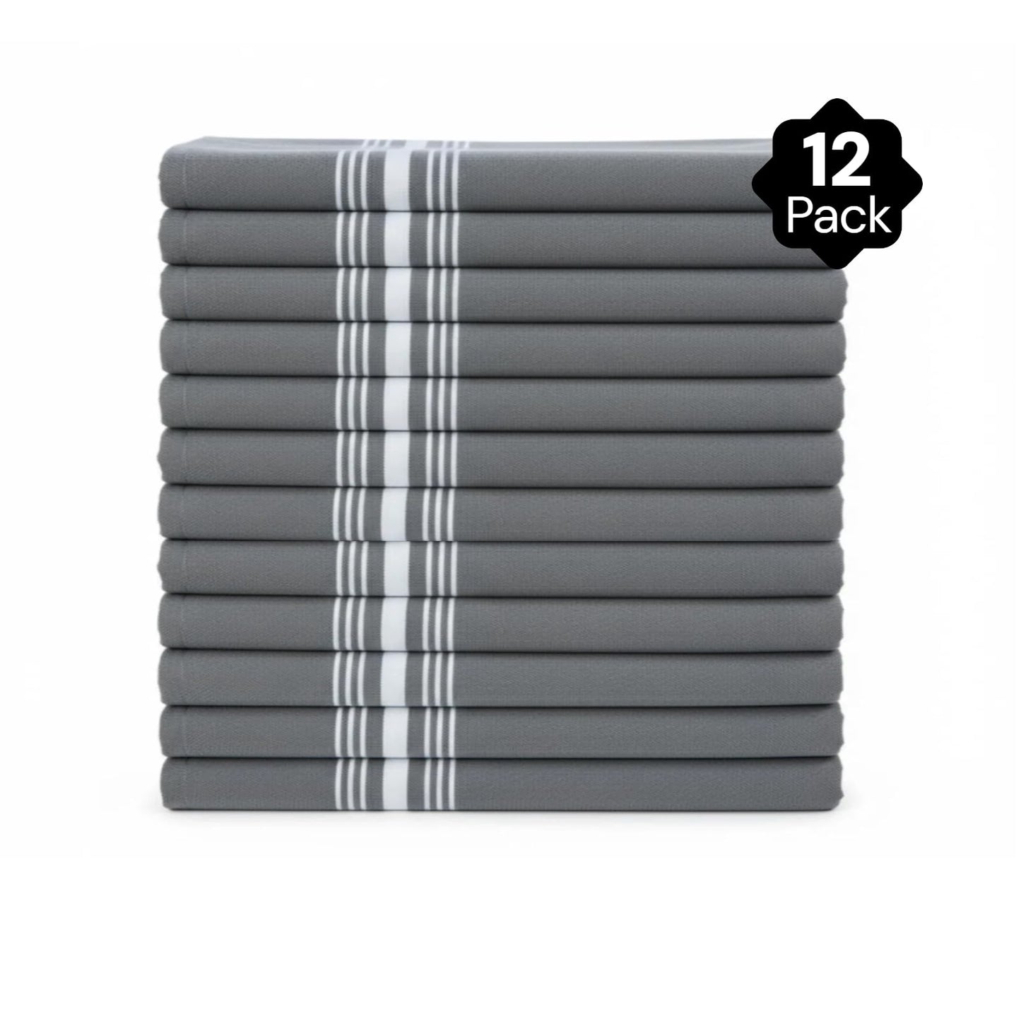 Cloth Napkins Set of 12,Grey Striped Cloth Napkins 18x22 Inch,Polyester Napkins Cloth Washable, Reusable Washable for Fall Christmas Wedding Daily Dining