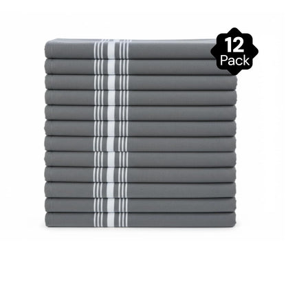 Cloth Napkins Set of 12,Grey Striped Cloth Napkins 18x22 Inch,Polyester Napkins Cloth Washable, Reusable Washable for Fall Christmas Wedding Daily Dining