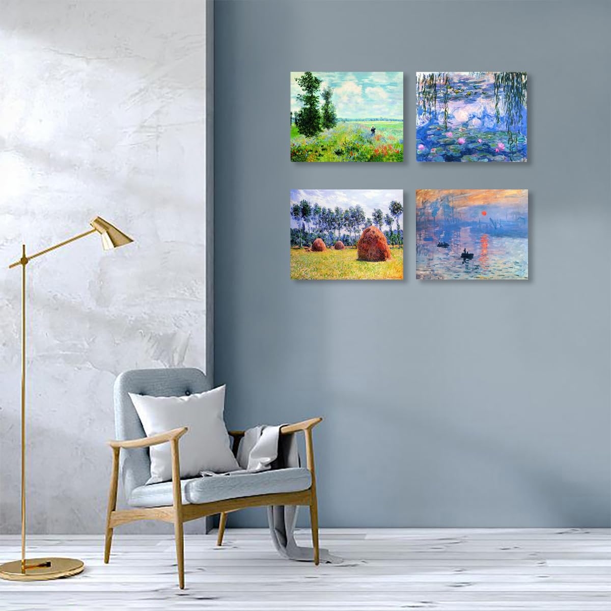 Muzagroo Art DIY Diamond Painting Kits for Adults, 5D Diamond Art Kits for Beginners Paint by Diamond, Monet Diamond Arts and Crafts for Living Room Bedroom 4 PCS Wall Art