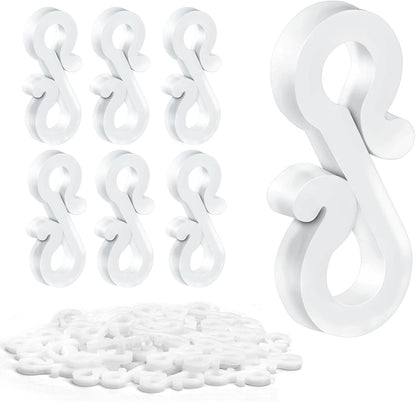 Meetory Christmas Light Clips, 100 Mini Hanging Hooks for Gutters & Shingles, Weatherproof Plastic Hooks