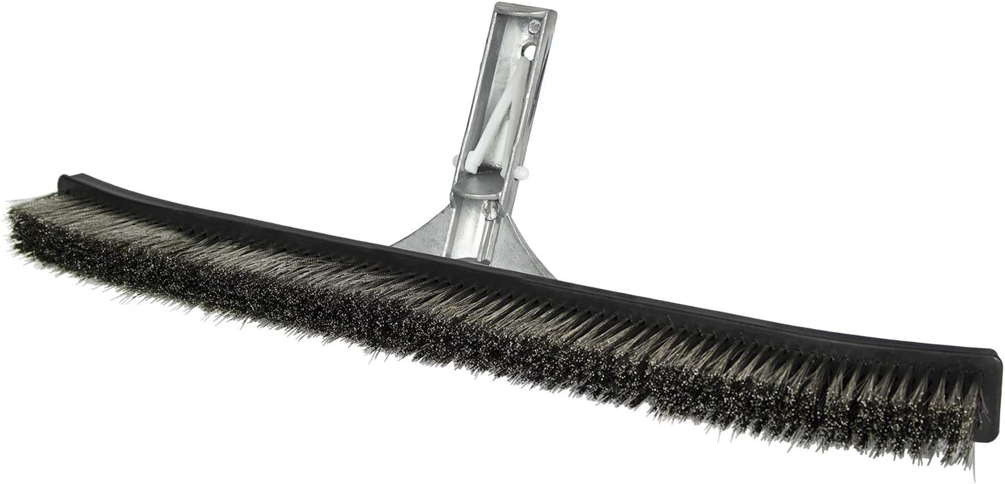 18-Inch Poolmaster Stainless Steel Pool Algae Brush, Heavy-Duty Aluminum Back, for Gunite Concrete Pools and Spas, Wide