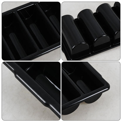 Loiycg 4 Compartment Cutlery Bin, Set of 4 Restaurant Silverware Tray Plastic, Black