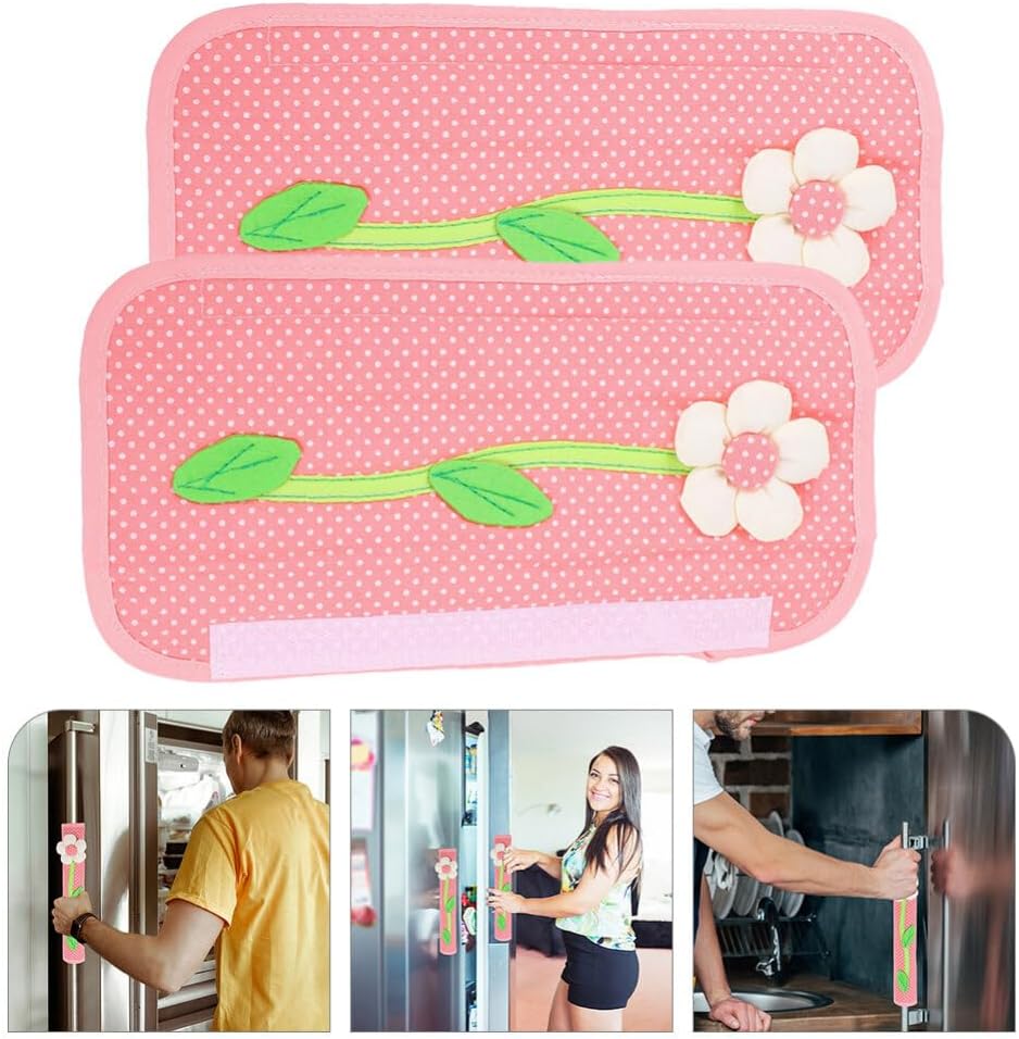 SOLUSTRE 6pcs Flower Refrigerator Handle Gloves, Car Door Handle Covers, Kitchen Appliance Handle Cover Fabric