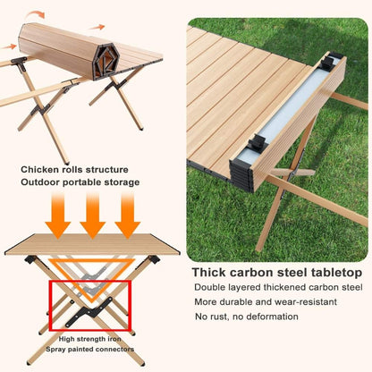 LLLKSX 47" Portable Folding Aluminum Camping Table - Lightweight, Roll-Up, Perfect for BBQs, Parties, and Outdoor Gatherings(B)
