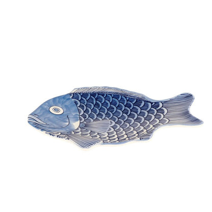 G.E.T. 370-10-BL Blue 10 Fish Shape Serving Platter, Break Resistant Dishwasher Safe Melamine Plastic, Creative Table Collection (Pack of 12)