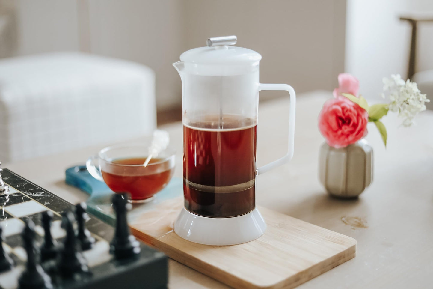 Teabloom Toulouse Borosilicate Glass Tea Press and Coffee Maker with No Plastic, 24-Ounce (700 mL) - Dusk Grey