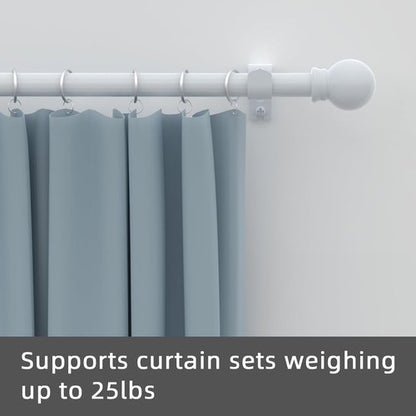 GXOACKJ Heavy-Duty Metal Curtain Rods - Decorative White, 48 to 84 Inches, Includes Brackets