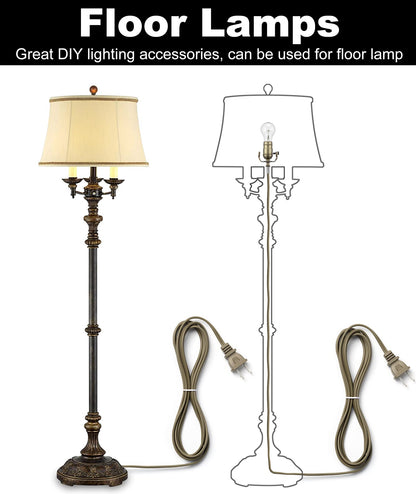 Lamp Making Kit, Lamp Parts for Repair Replacement or Rewire Table and Floor Lamps, 3 Way Socket 12 Foot Matching Cord and Essential Hardware, DIY Lamp Kits for Do It Yourself (Antique Brass)