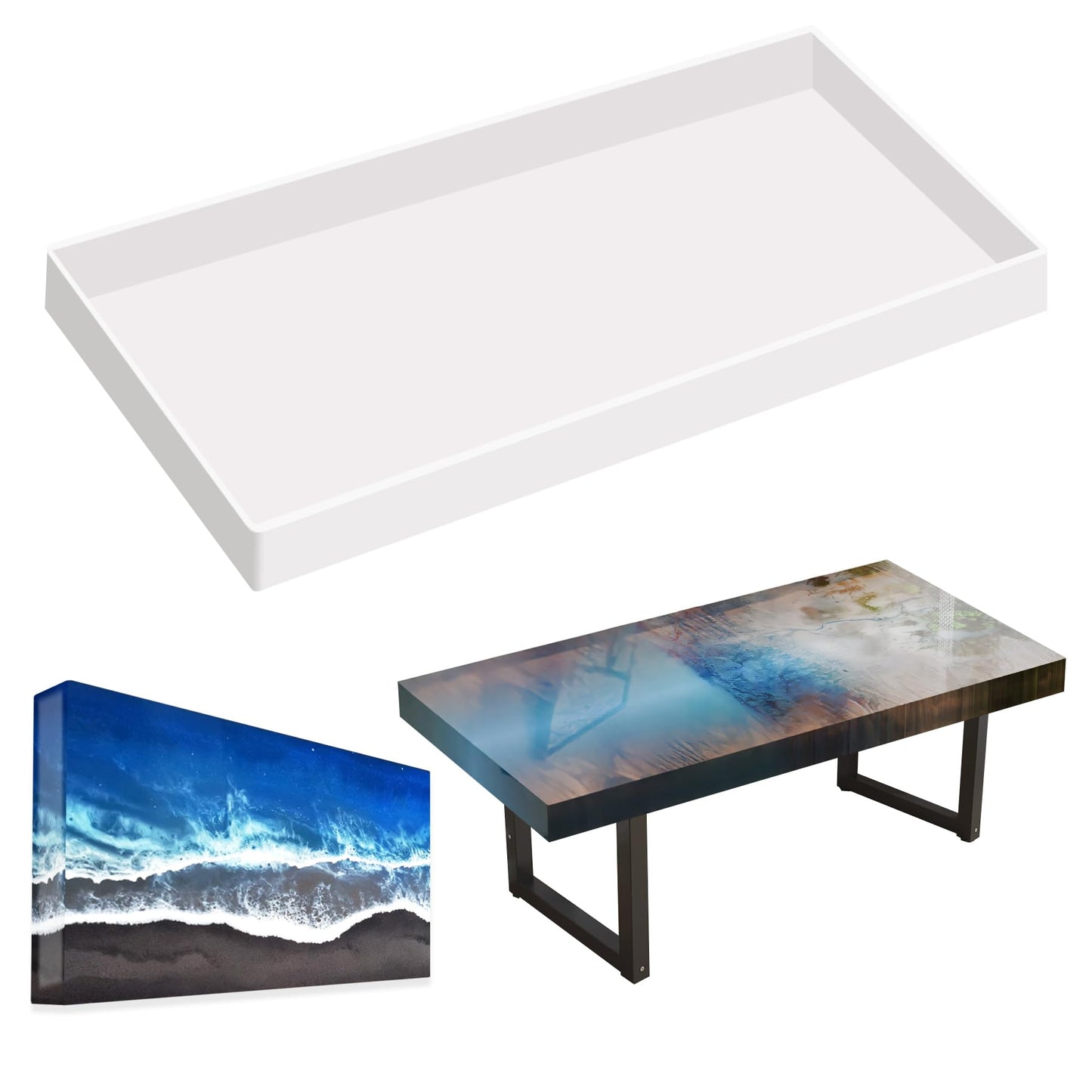 Extra Large Epoxy Resin Mold 22.63x11.81x1.38in, Reusable Resin Molds for River Table, Coffee Table, Trays, Cutting Boards, DIY Resin Art