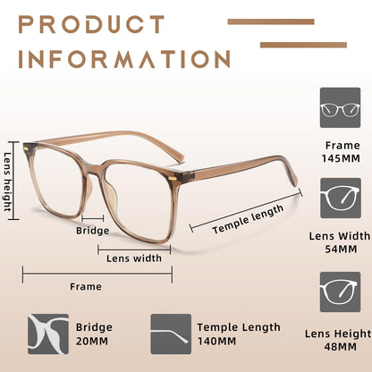 MACJERO Oversized Square Blue Light Blocking Glasses for Women Men, Anti-Fatigue Computer Monitor Gaming Glasses Reduce Eye Strain(Brown)