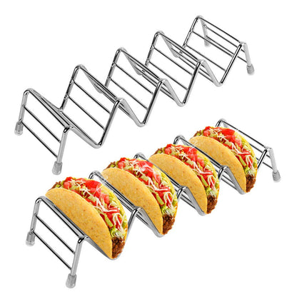 Stainless Steel Taco Holders 2-Pack, Holds 4 Tacos Each, Grill & Oven Safe Taco Shell Stands for Taco Bar Gifts & Accessories, Dishwasher Safe