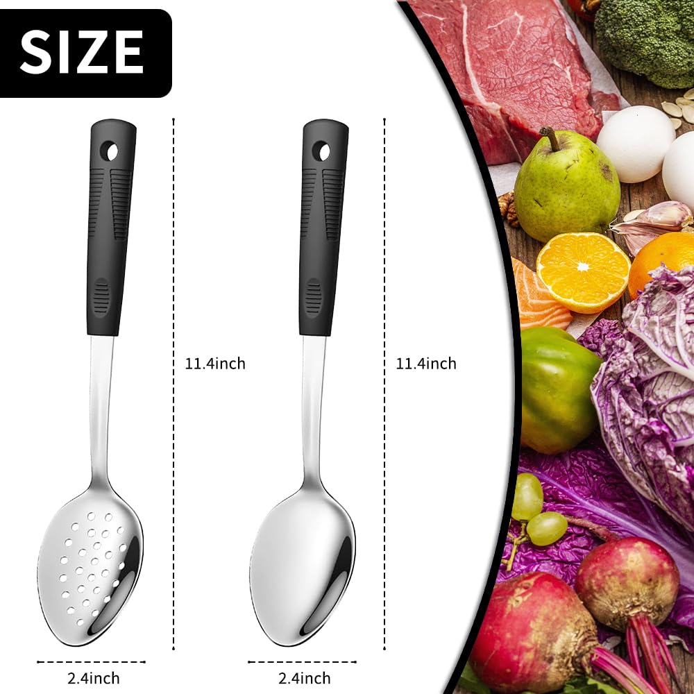 Stainless Steel Serving spoons set with Slotted Spoon.Serving Spoon and Perforated Spoon, kitchen cooking serving utensils set cooking spoon