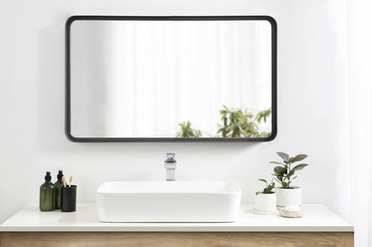 Kate and Laurel Armenta Modern Soft Rectangle Metal Framed Mirror; 40 x 24; Gray; Functional Industrial Accent Mirror with Bold Finish for Wall Decor