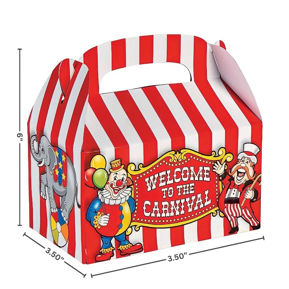 Fun Express Circus Big Top Treat Box - Carnival Party Supplies- VBS Vacation Bible School Supplies/Decor - Set of 12