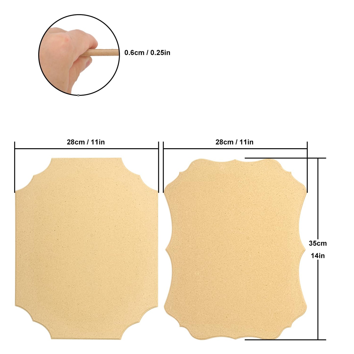 Geytetqi 12 Pack Unfinished MDF Wooden Plaques, 11" x 14" Beveled MDF Wood Signs for DIY Crafts, Burning, Painting & Engraving(Two Shapes)