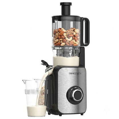 IWODTECH Cold Press Juicer,Stainless Steel Material,Juicer Machines with 5.0Inch Wide Feed Chute,Slow Masticating Juicer for Vegetables and Fruits with High Juice Yield,Large Auger,Easy to Clean