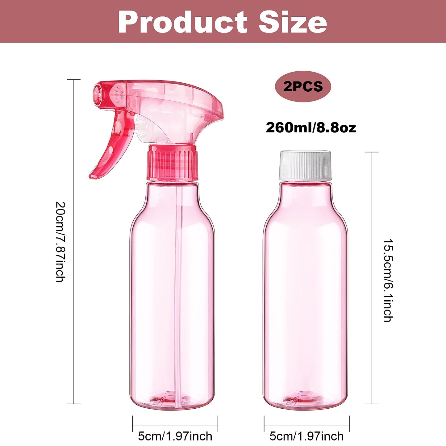 Cosywell Plastic Spray Bottles 8.8oz/260ml 3 Pack Empty Spray Bottle for Cleaning Mist/Stream Heavy Duty Water Spraying Bottle for Cooking Hair Care Essential Oils(Clear)
