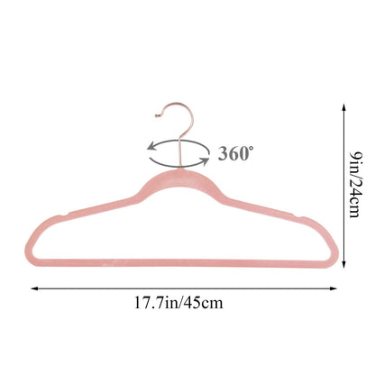 VECELO Premium Velvet Clothes Hangers Suit Heavy Duty (100 Pack)-Non Slip & Space-Saving with 12 Finger Clips & 2Tie Rack Excellent for Men and Women,Pink