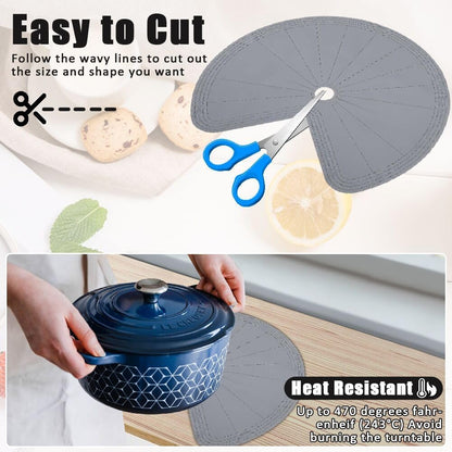 2 26" PCS Lazy Susan Shelf Liner, Jaxbo Silicone Lazy Susan Liner for Dual Tier Pie Cut Organizer,Non-Slip Thermal