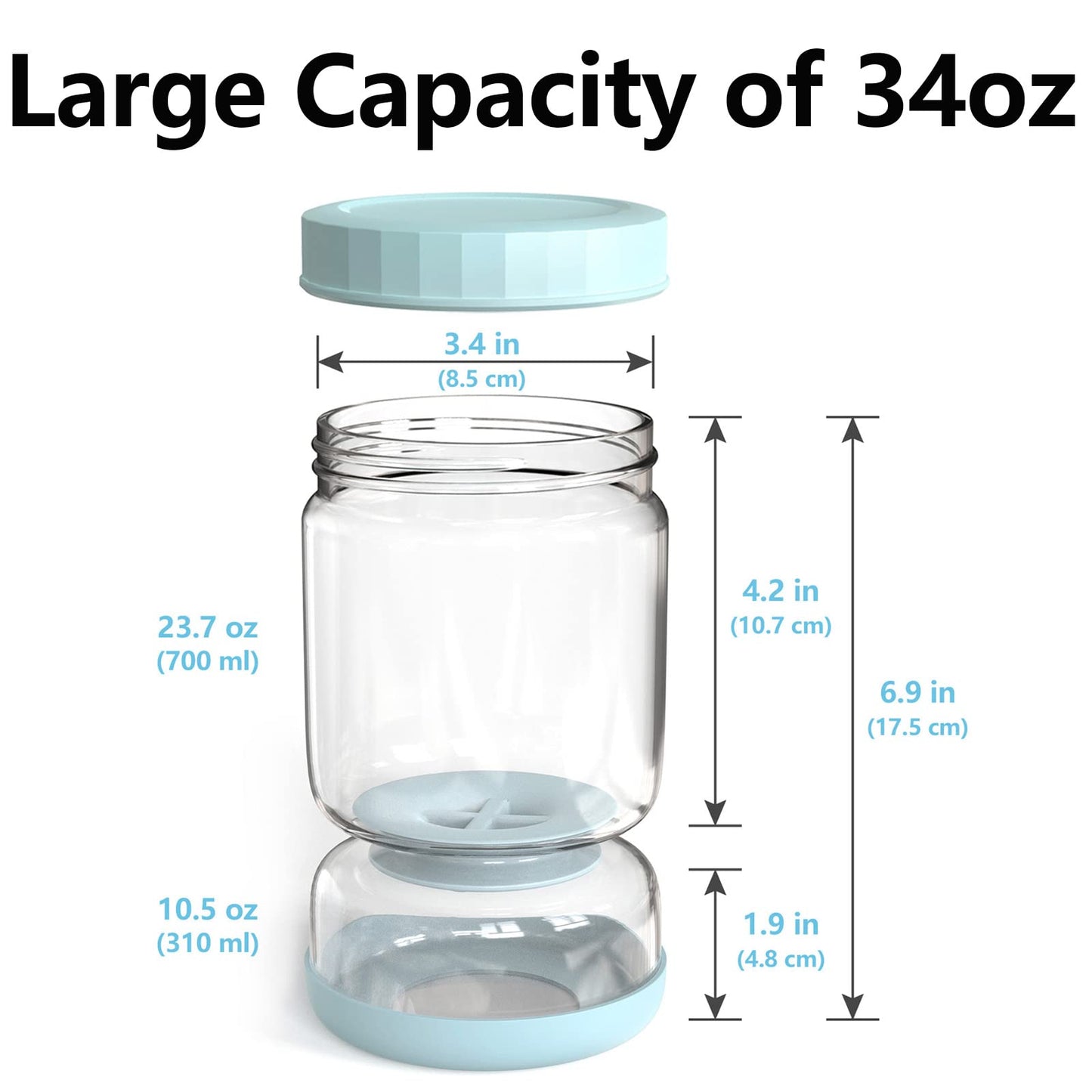 WhiteRhino Glass Pickle Jar with Strainer Flip,34oz Pickle Container,Hourglass Pickle Juice Separator Jar for Olives,Gherkins or Sliced,Leakproof Dishwasher Safe
