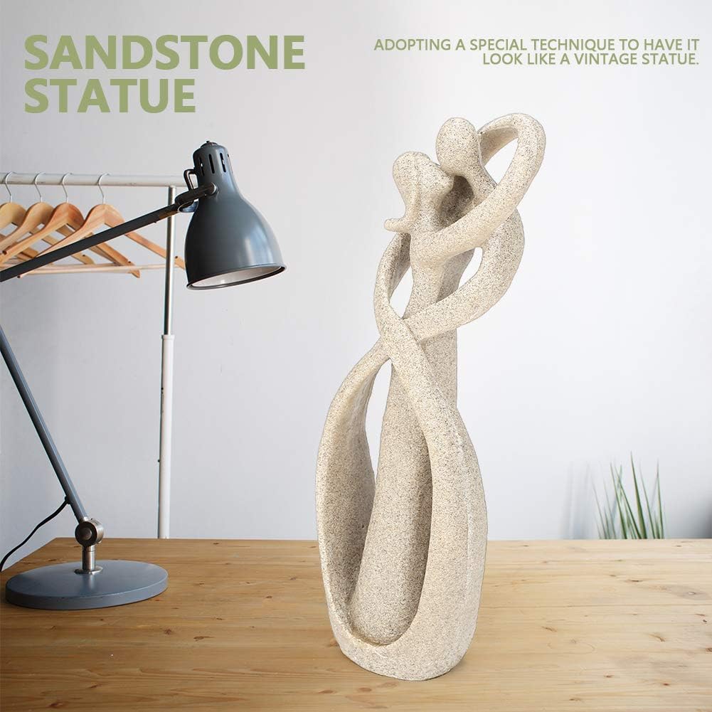 Eujgoov Handmade Sandstone Lover Figurine, Abstract Art Kiss Couple Statue, Valentine's Gift Home Wedding Decor