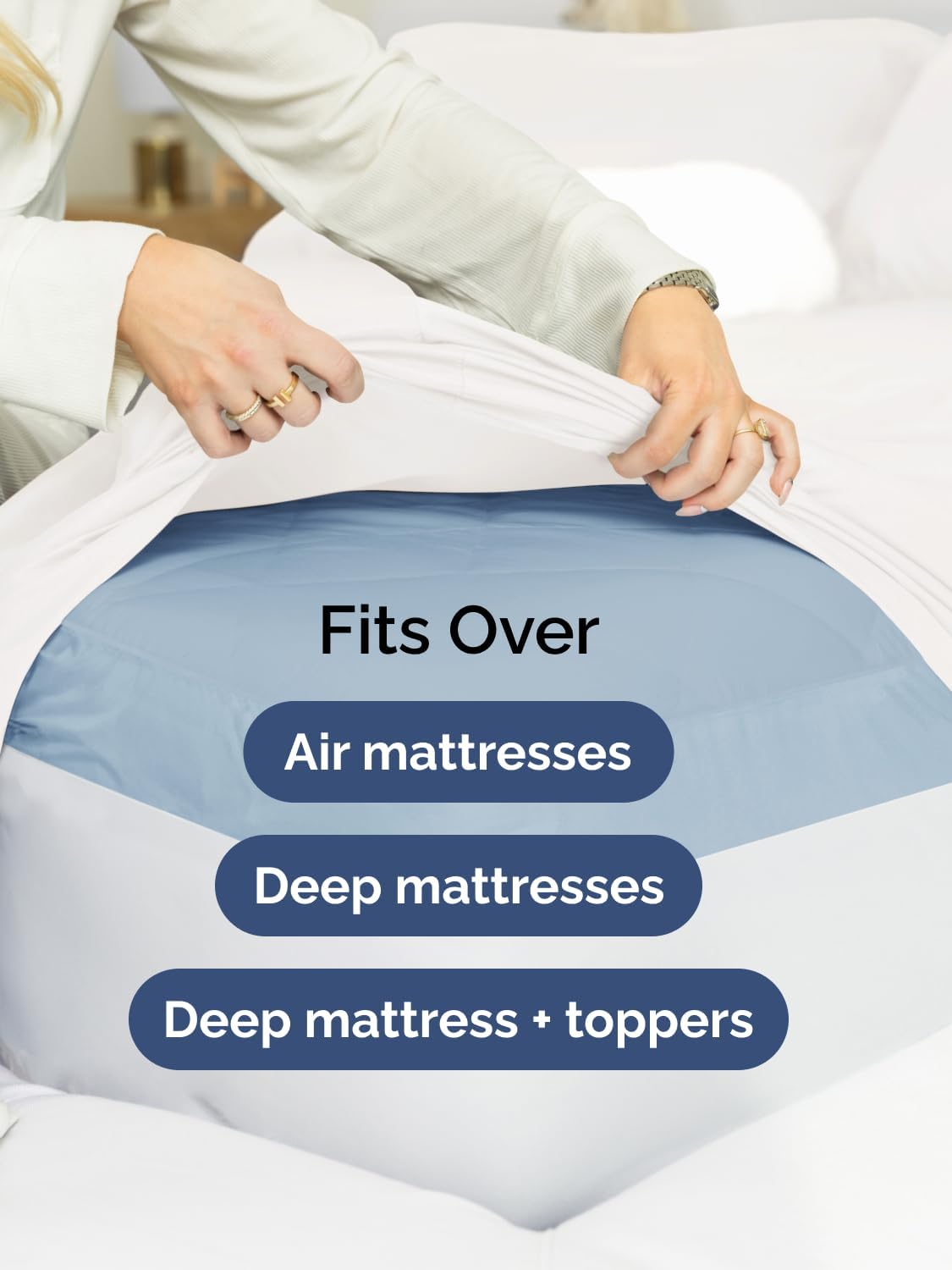 Skiennix Extra Deep Cal King Sheet Set | 6-Piece Breathable Cooling Bedding - Soft, Wrinkle-Free White